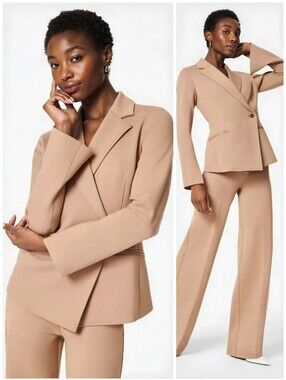 NEW SPANX The Perfect Asymmetric Tan Gold Blazer Jacket, 1X